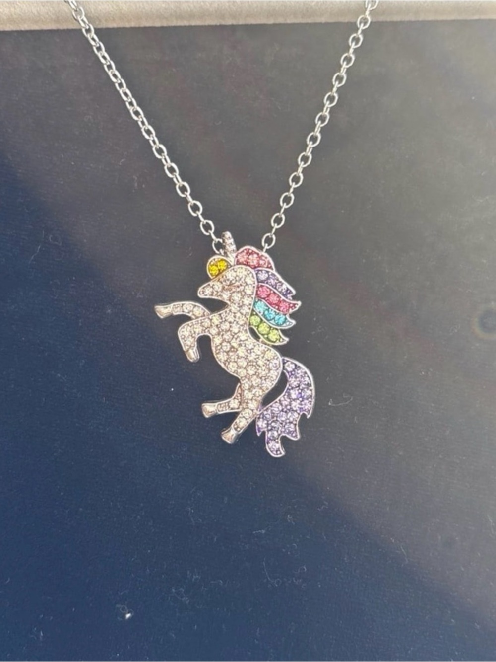 Silver Rainbow Unicorn Pendant Necklace - Women Jewelry